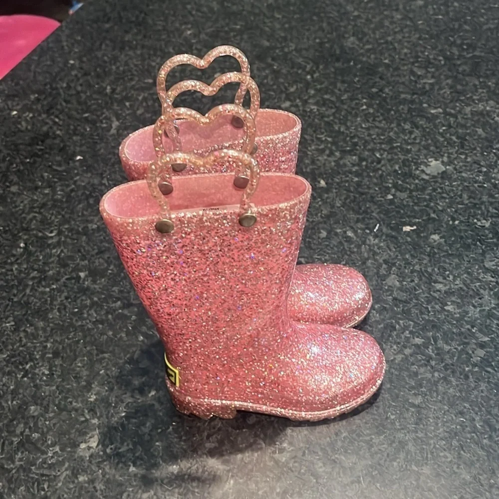 Sparkly Pink Kids Rain Boots